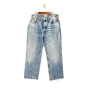 RE/DONE Faded Blue High-Rise Cropped Denim Jeans
